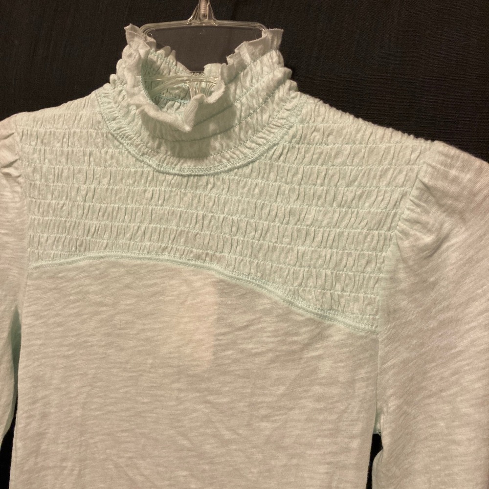 FP We The Free Smocked Turtleneck Long Sleeve XS Iced Aqua - Picture 4 of 12